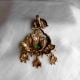 Handmade Brass Metal Jewellery Green Stone Maang Tikka Set